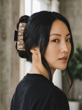 Hair Claw Faux Leather Clip - Brown, White Or Cream (Pick One)